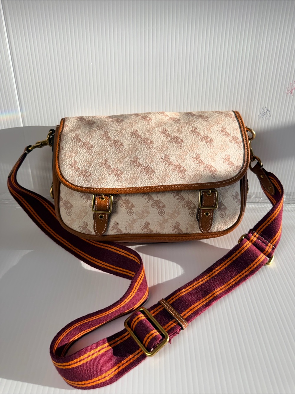 Coach field messenger cross body bag coated canvas white/brown - Picture 7 of 15